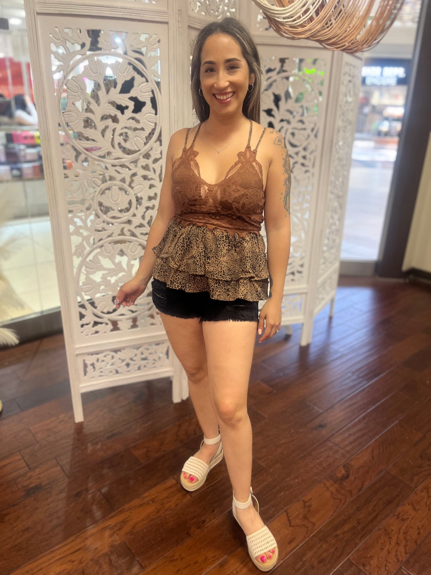 Mocha Leopard Lace Cami