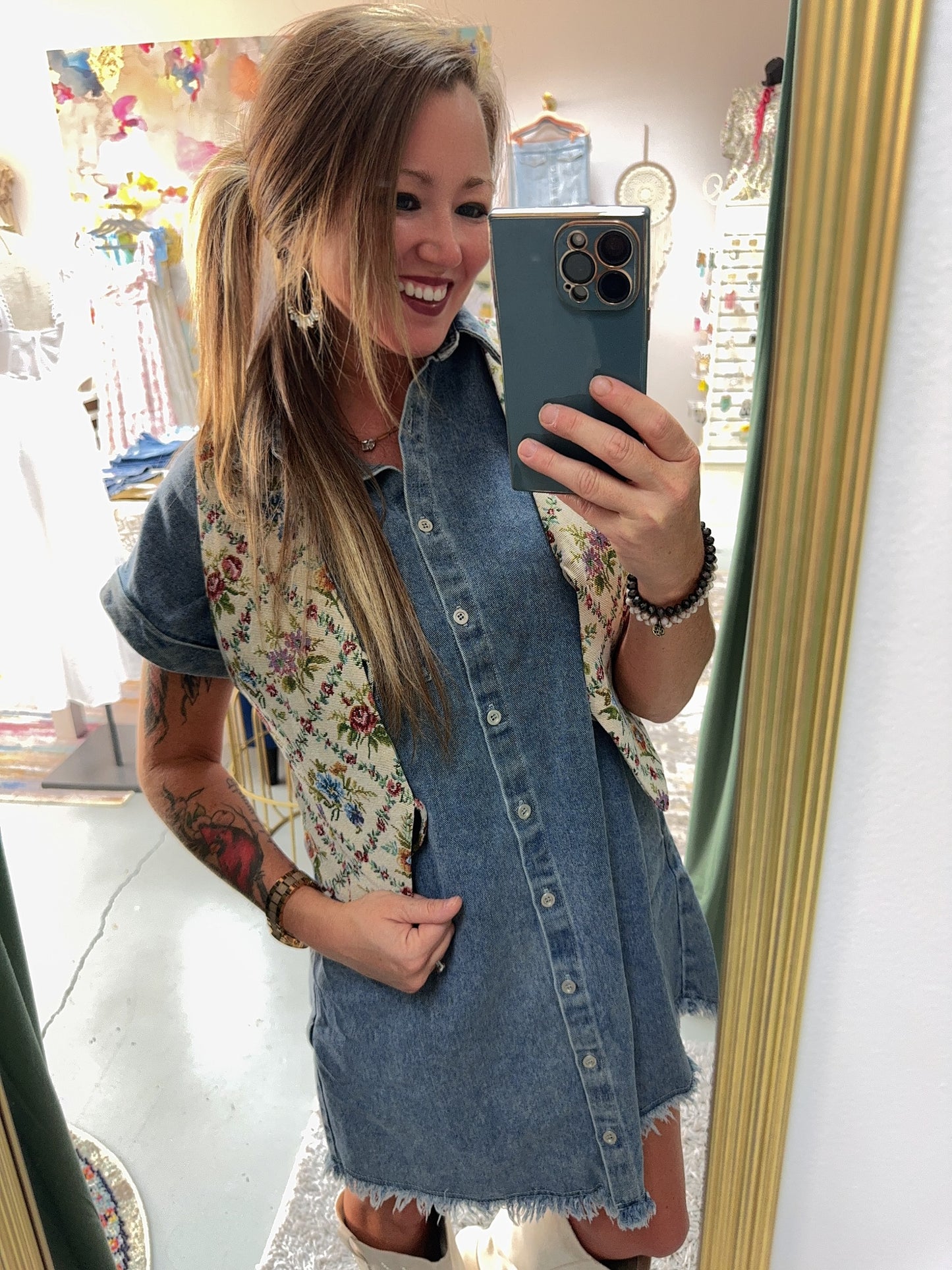 The Floral Double Tie Vest