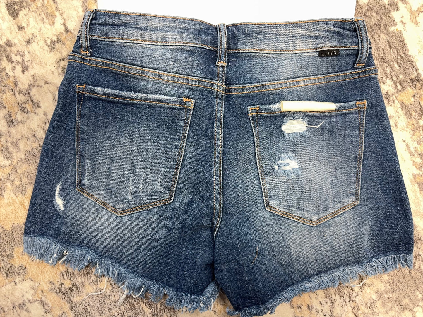 Mid Rise Button Down Risen Shorts