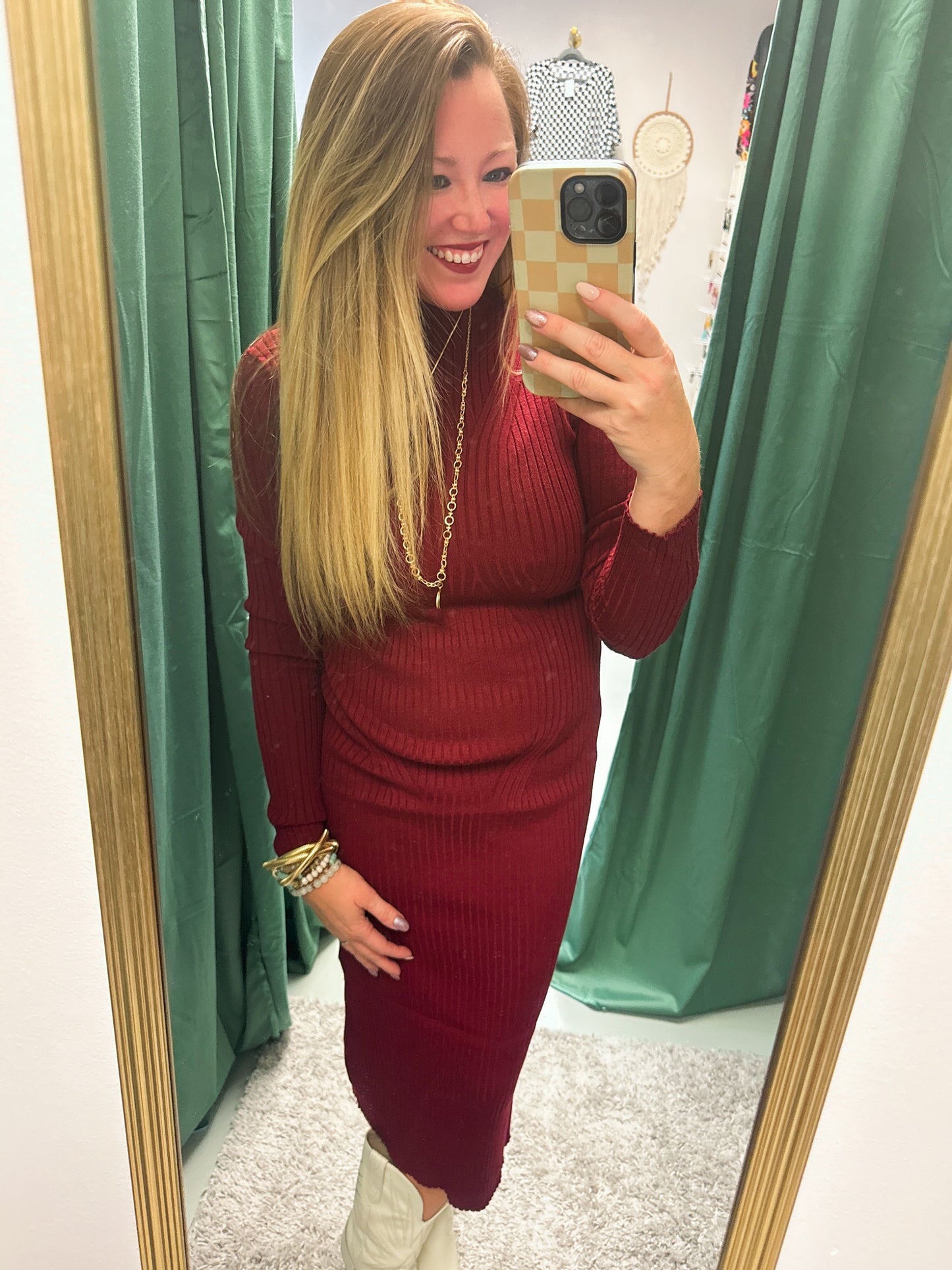 Wish You Well Burgundy Sweater Dress