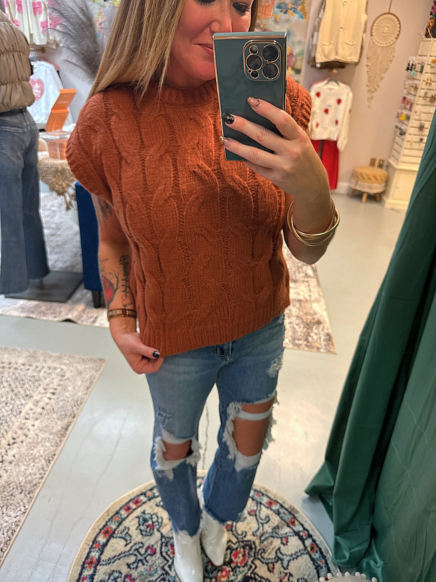 Brooke Cable Knit Sweater Vest - Brown