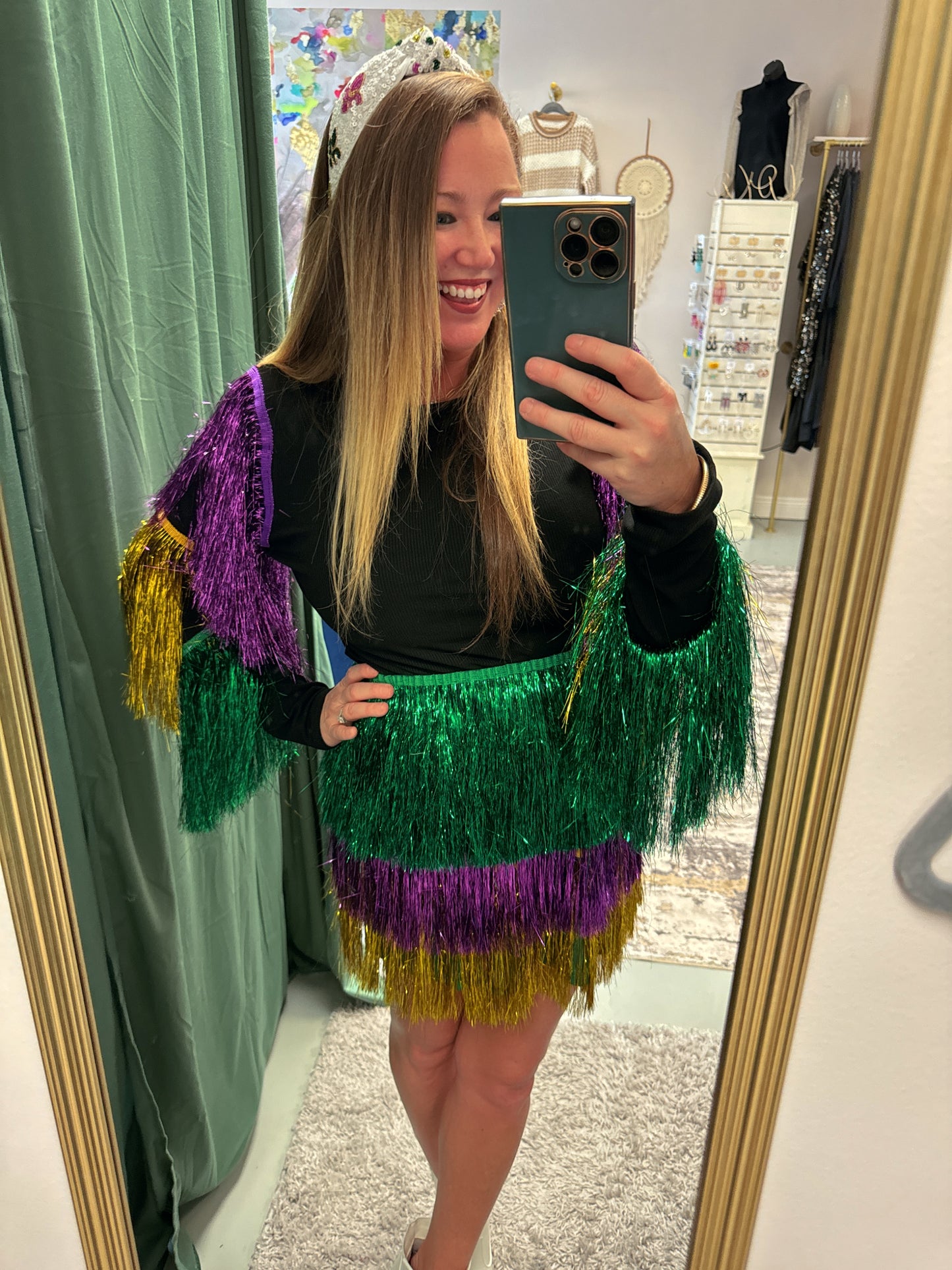 Tinsel Fringe Mardi Gras Top