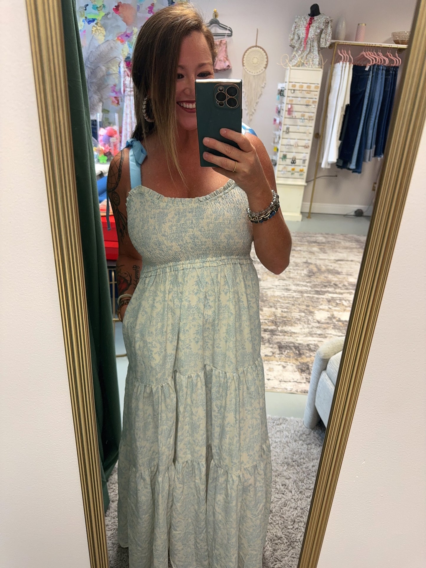 J.Anna Empire Neck Line Floral Tiered Maxi Dress