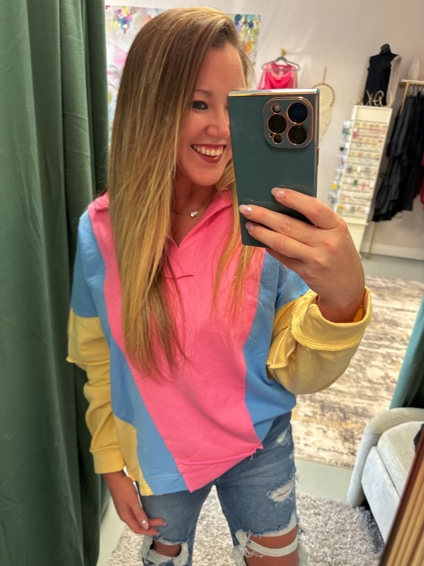 Searching For You Colorblock Neon Oversized Top