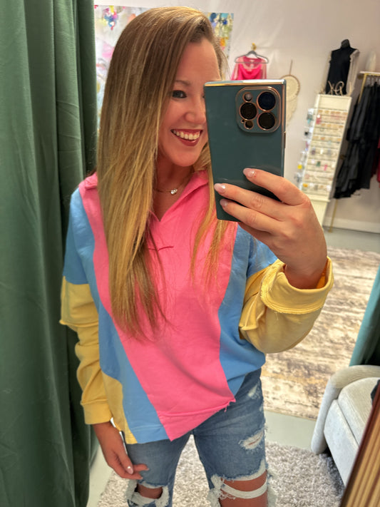 Searching For You Colorblock Neon Oversized Top