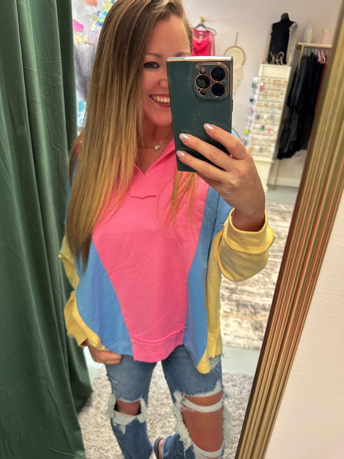 Searching For You Colorblock Neon Oversized Top