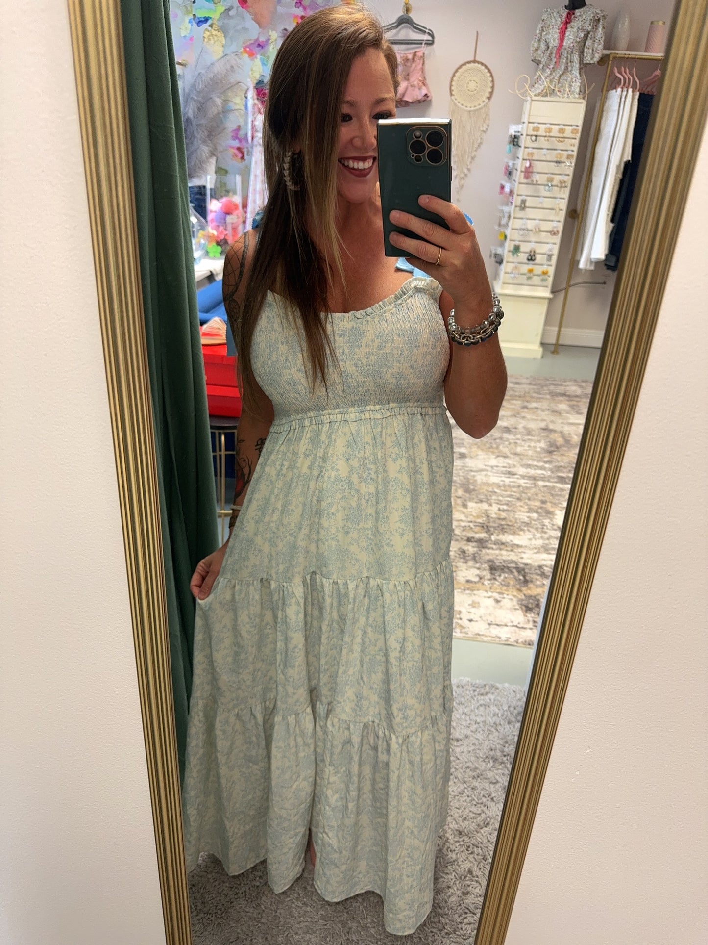 J.Anna Empire Neck Line Floral Tiered Maxi Dress