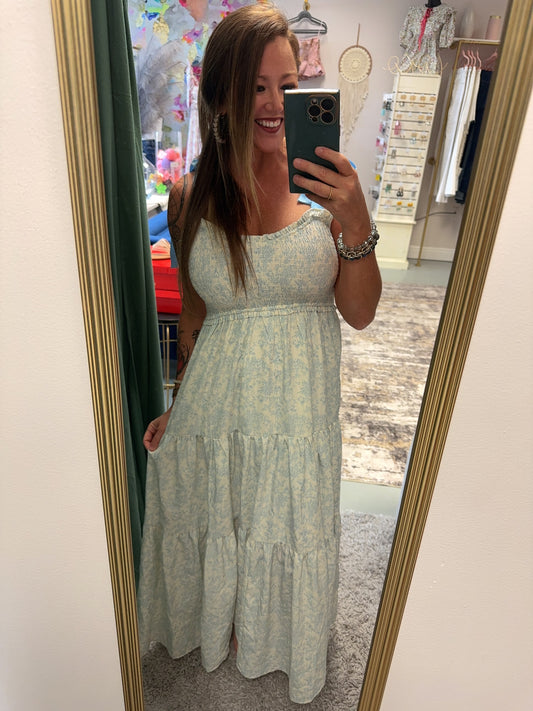 J.Anna Empire Neck Line Floral Tiered Maxi Dress
