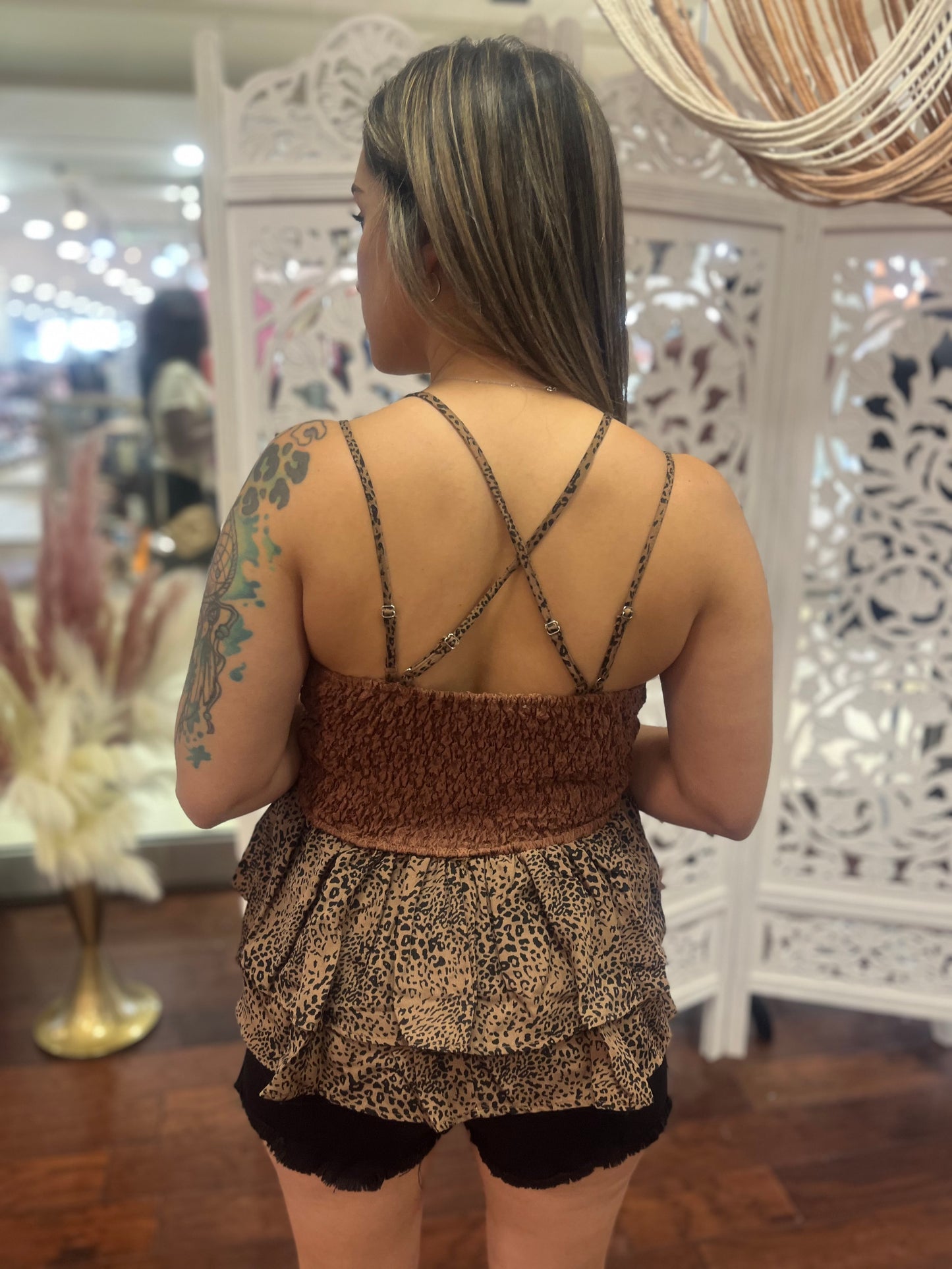 Mocha Leopard Lace Cami