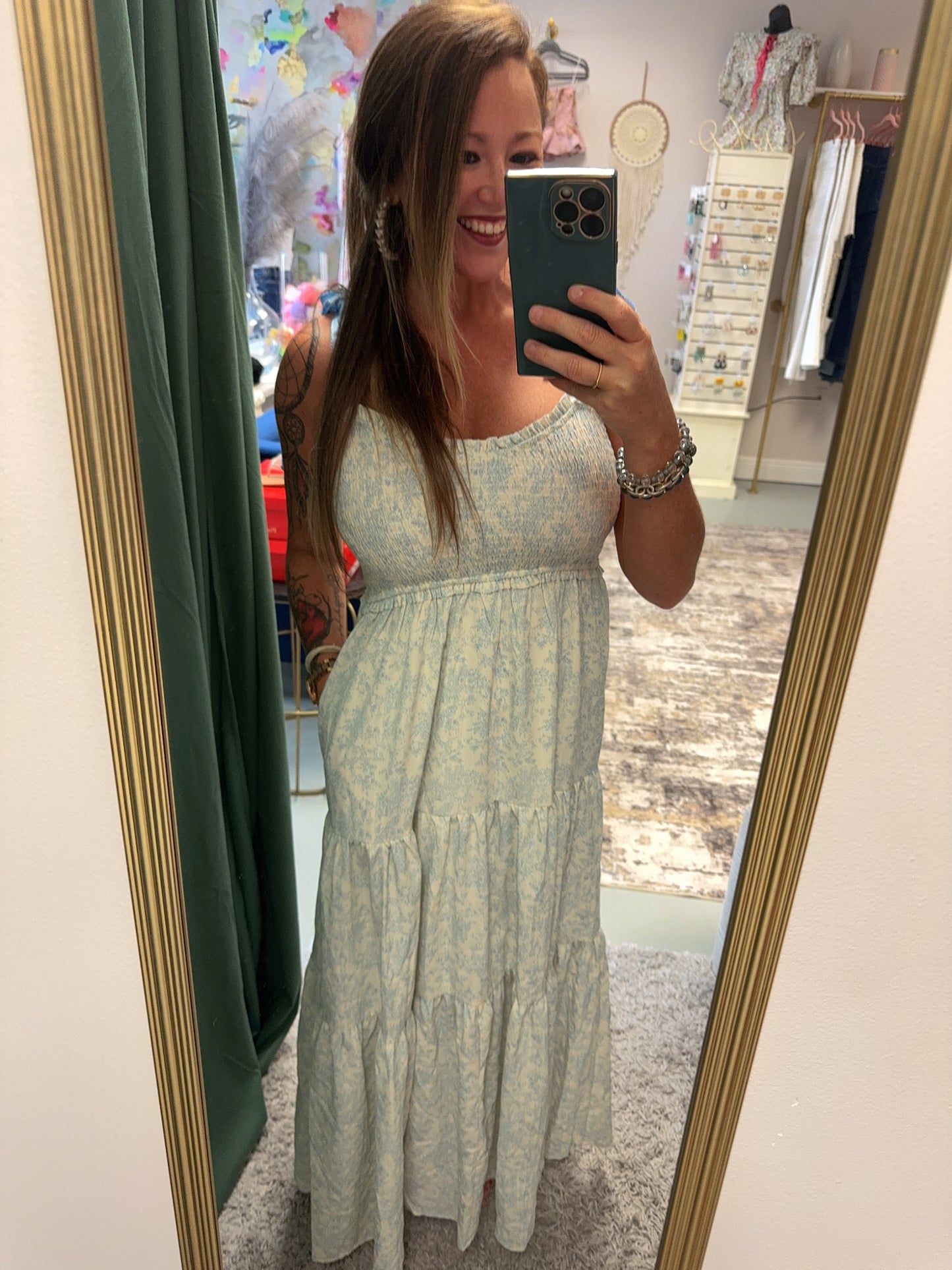J.Anna Empire Neck Line Floral Tiered Maxi Dress