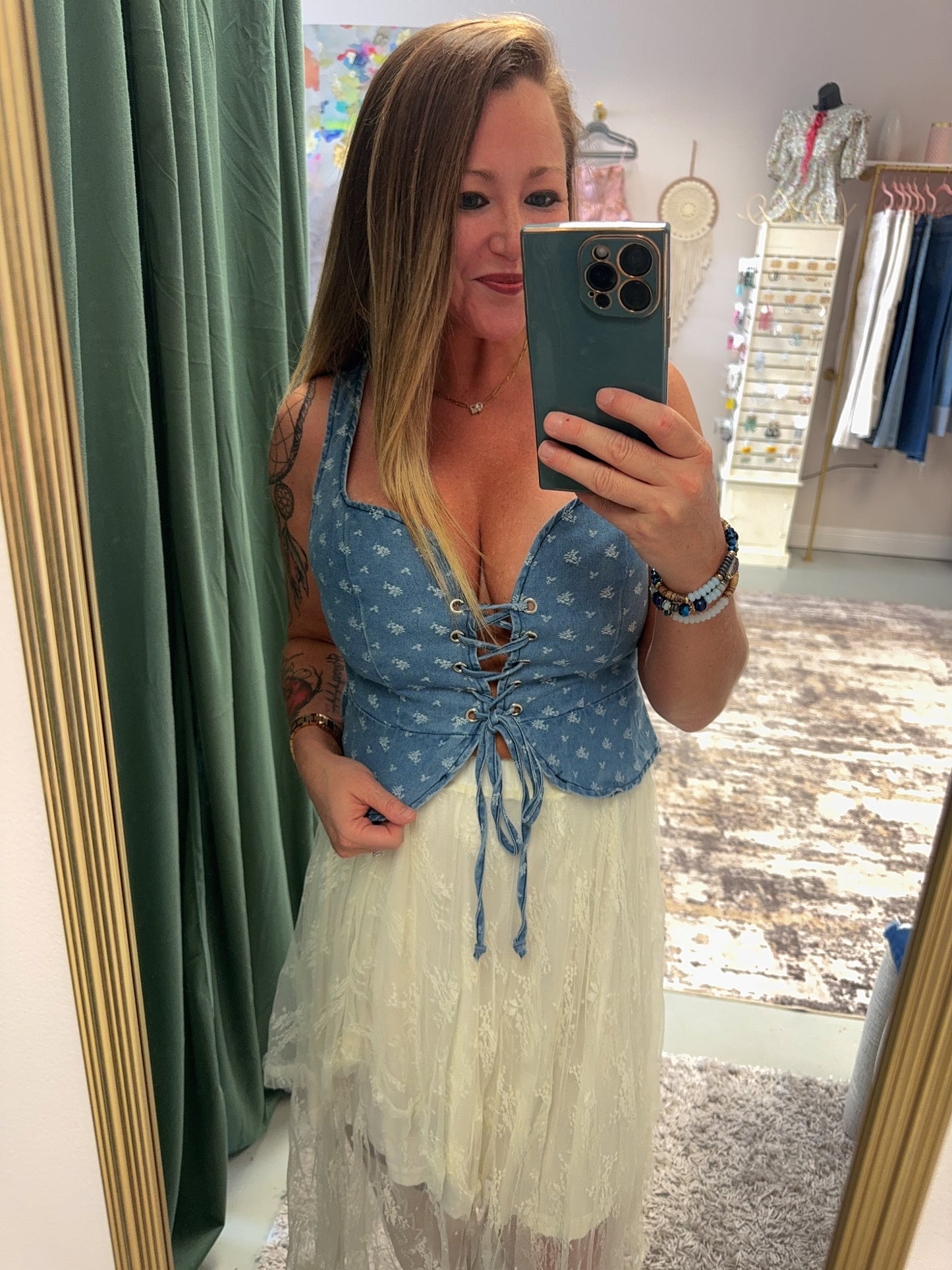 Sophia Denim Corset Top