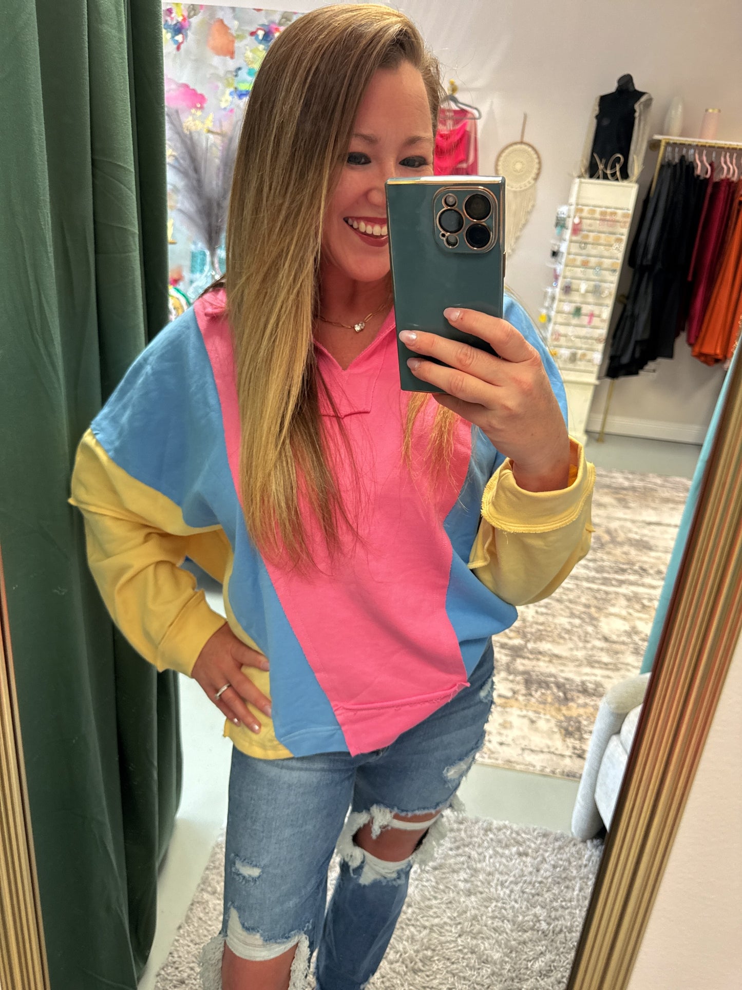 Searching For You Colorblock Neon Oversized Top