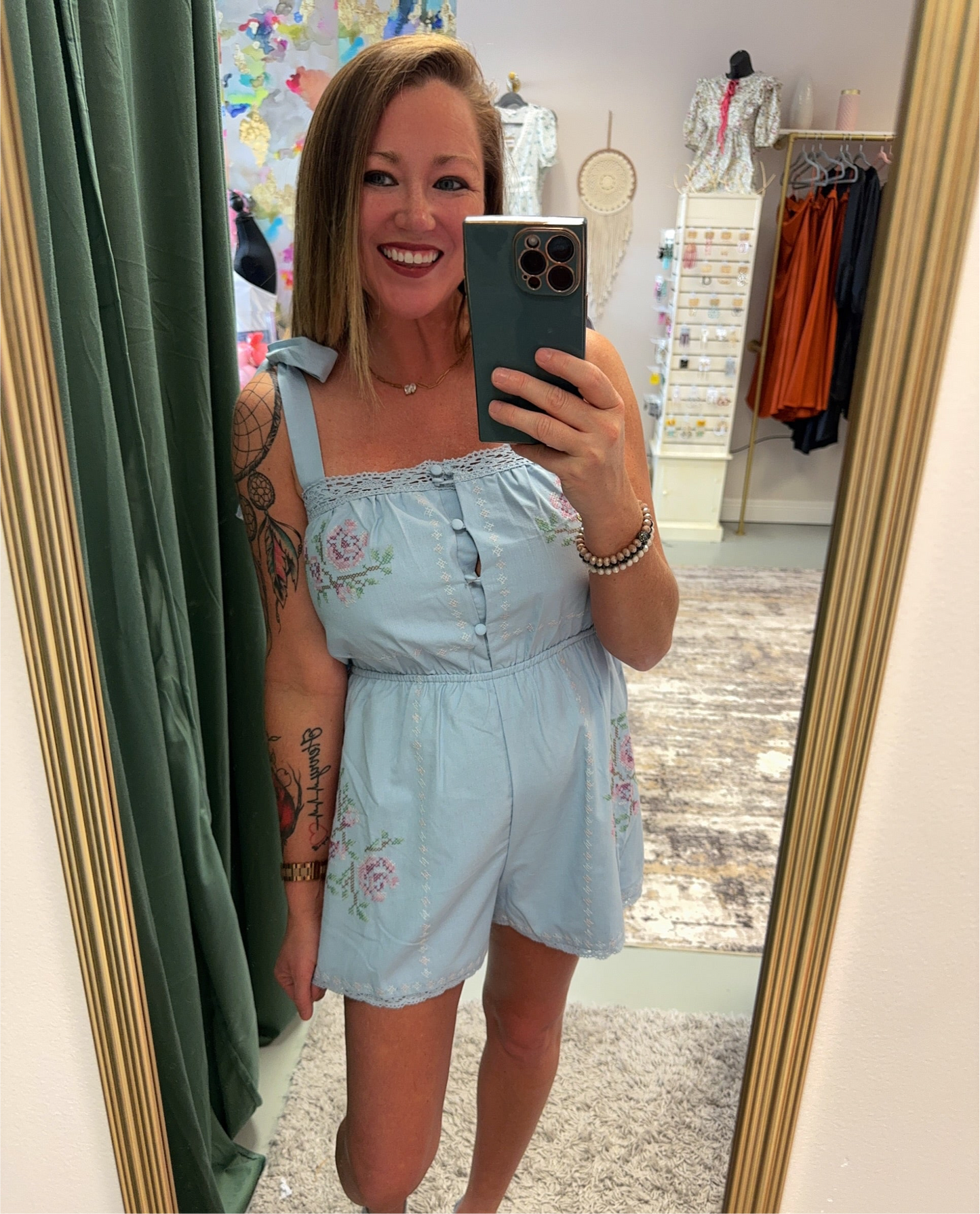 Embroidered Periwinkle Spring Romper