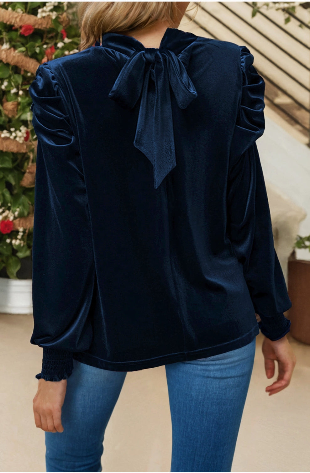 Blue Velvet Bow Top