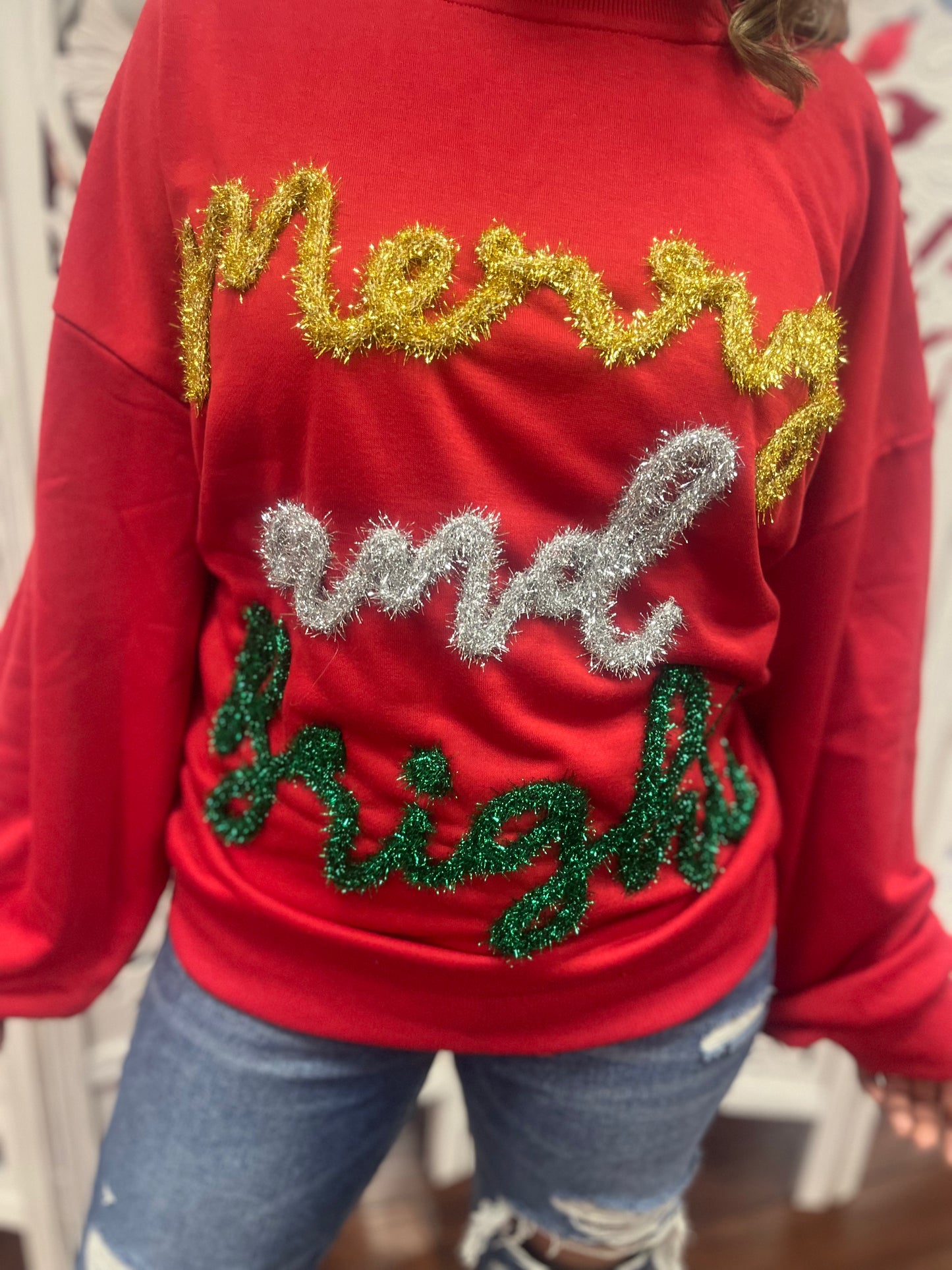 Merry and Bright Tinsel Sweater