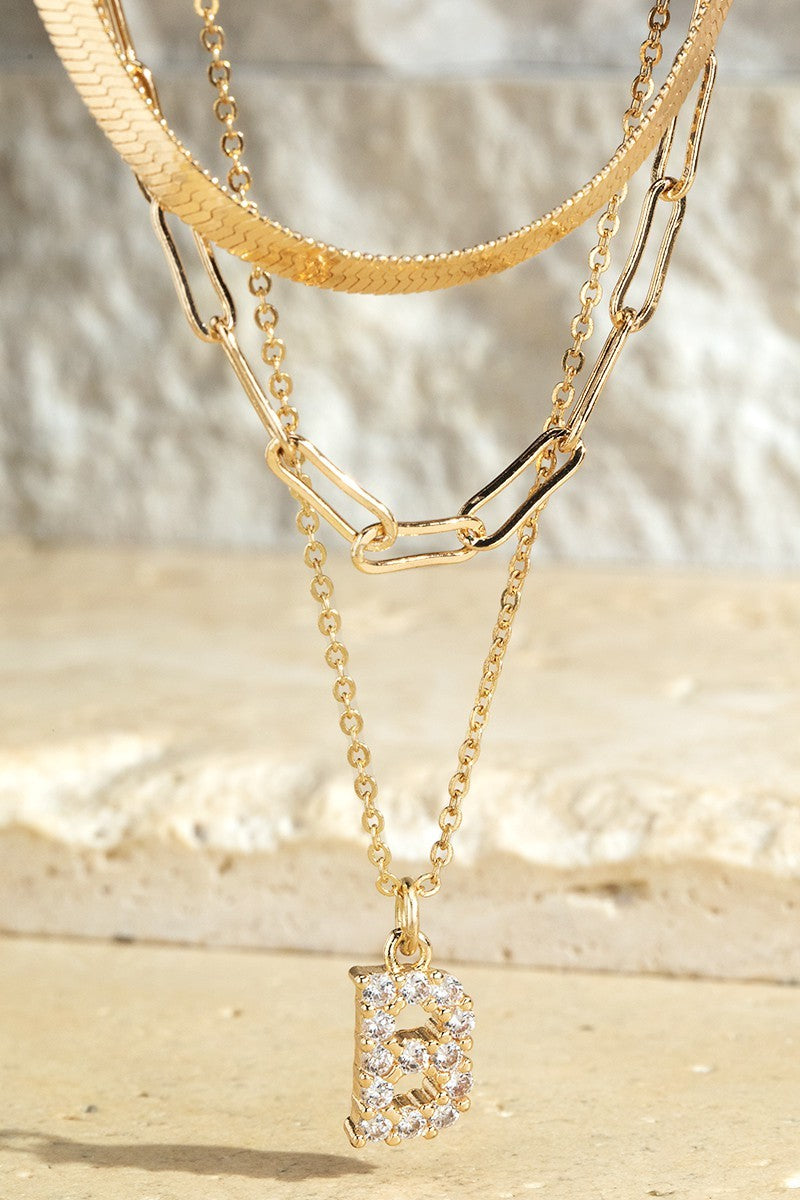 Initial Brass Layered Necklace
