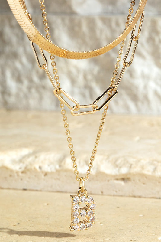 Initial Brass Layered Necklace