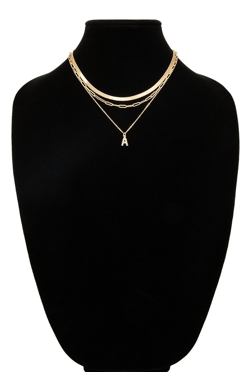 Initial Brass Layered Necklace