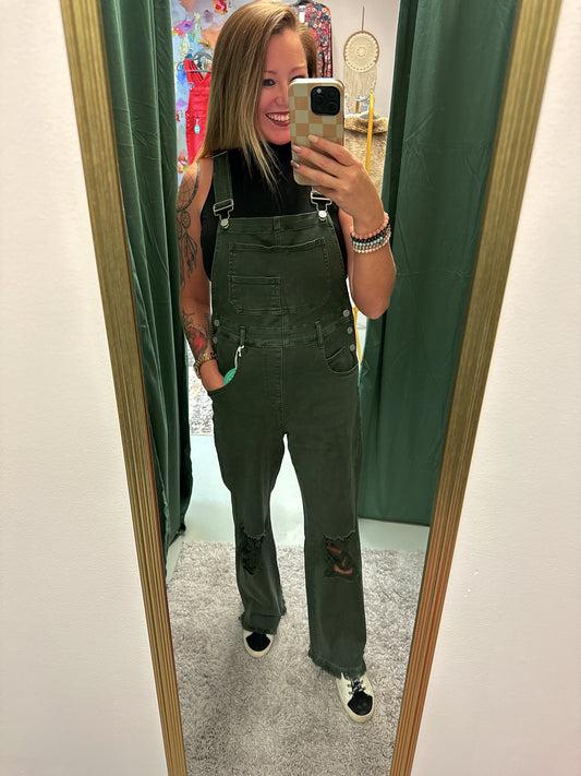 Dahlia Crop Wide Leg Overall - Olive