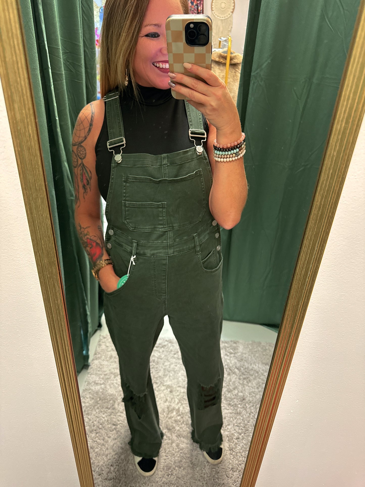 Dahlia Crop Wide Leg Overall - Olive