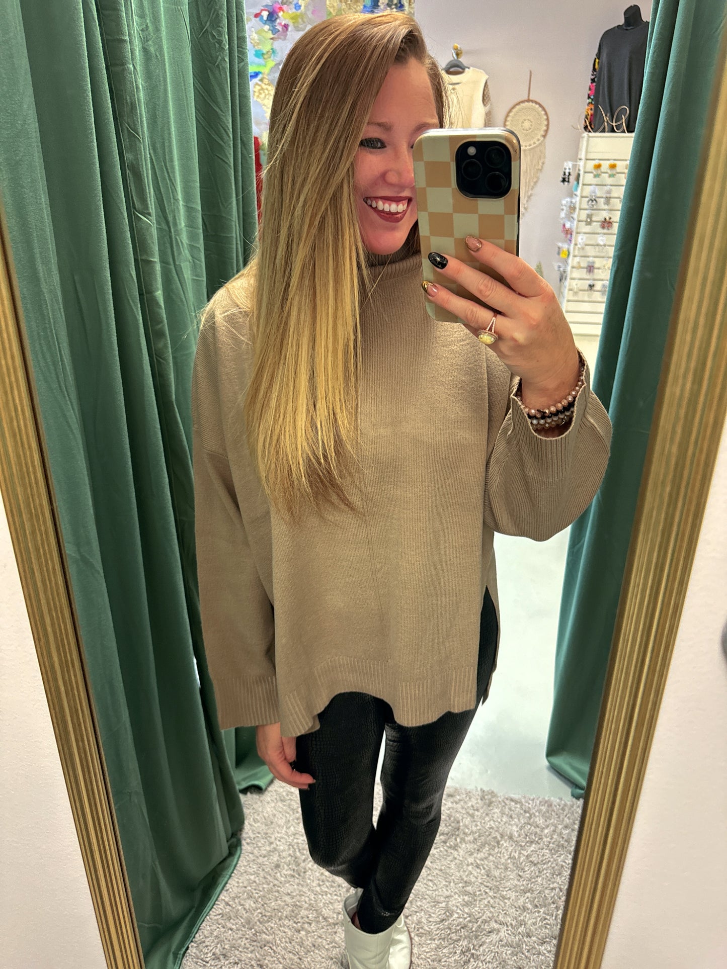 Emery Mock Neck Sweater - Mocha