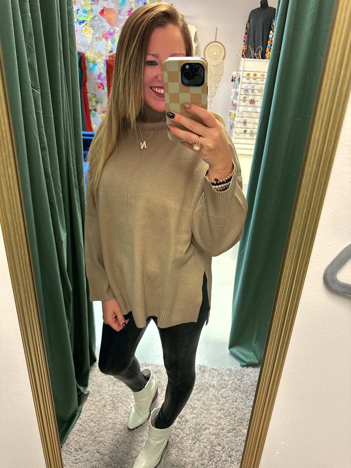Emery Mock Neck Sweater - Mocha