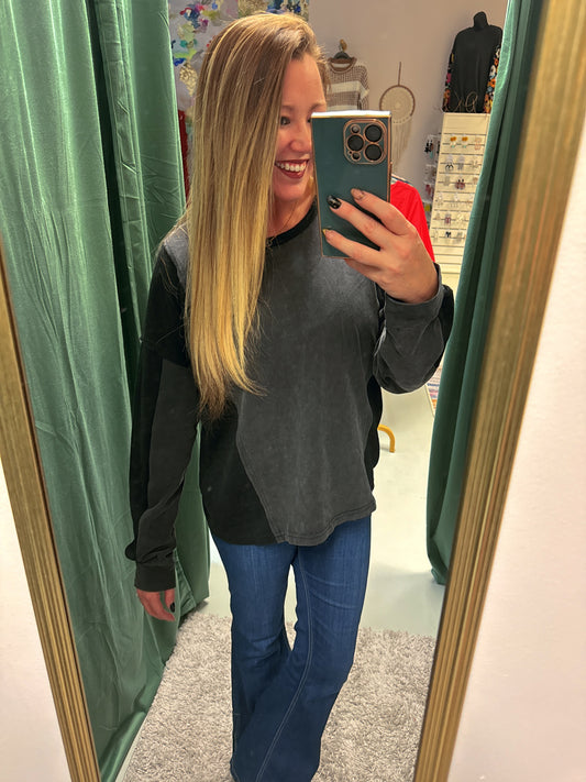 Mineral Wash Layering Top - Black