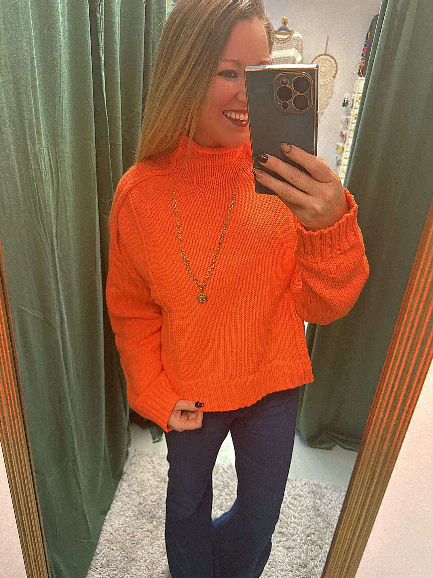 Megan Knit Oversized Sweater Orange