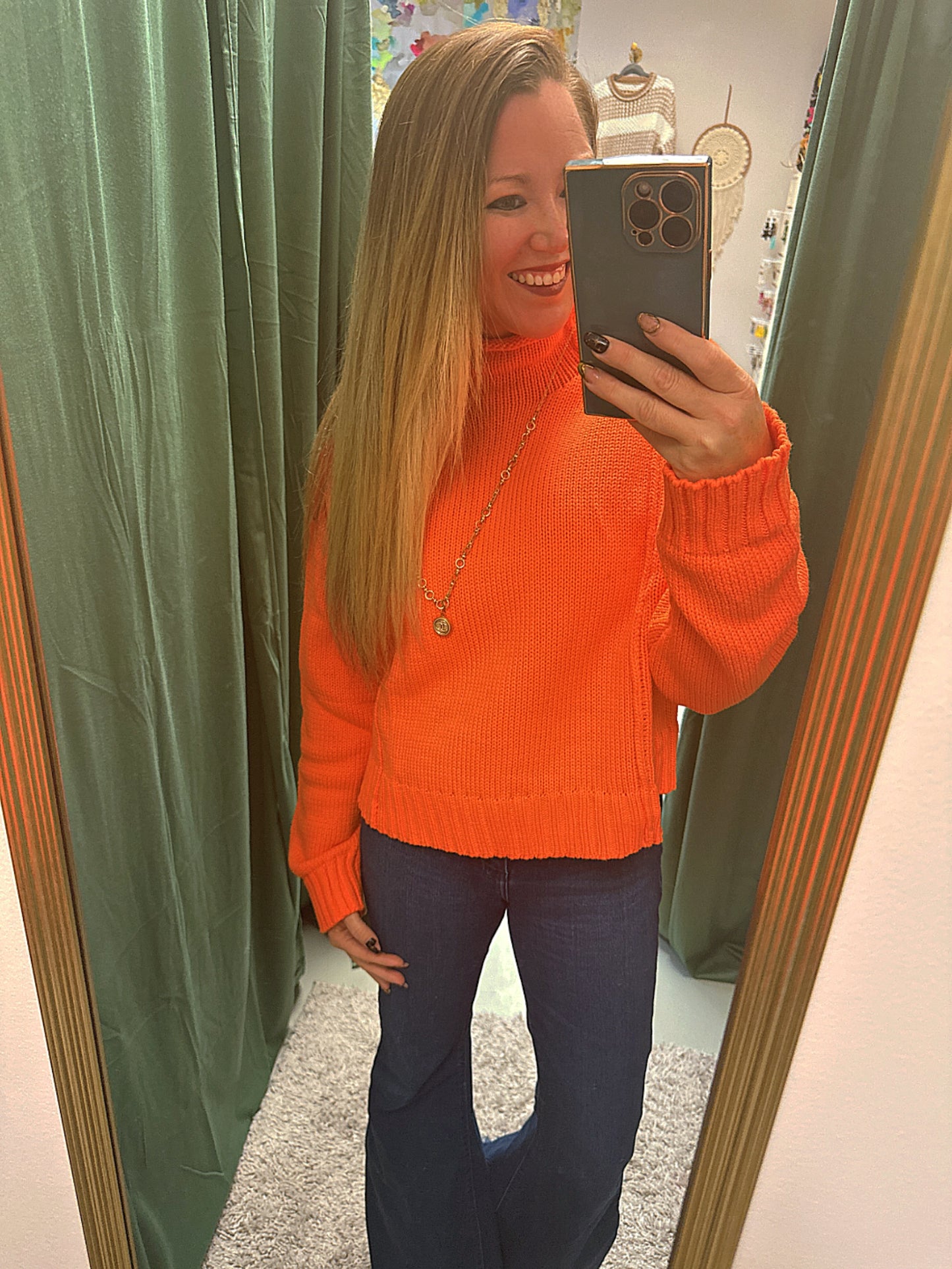 Megan Knit Oversized Sweater Orange
