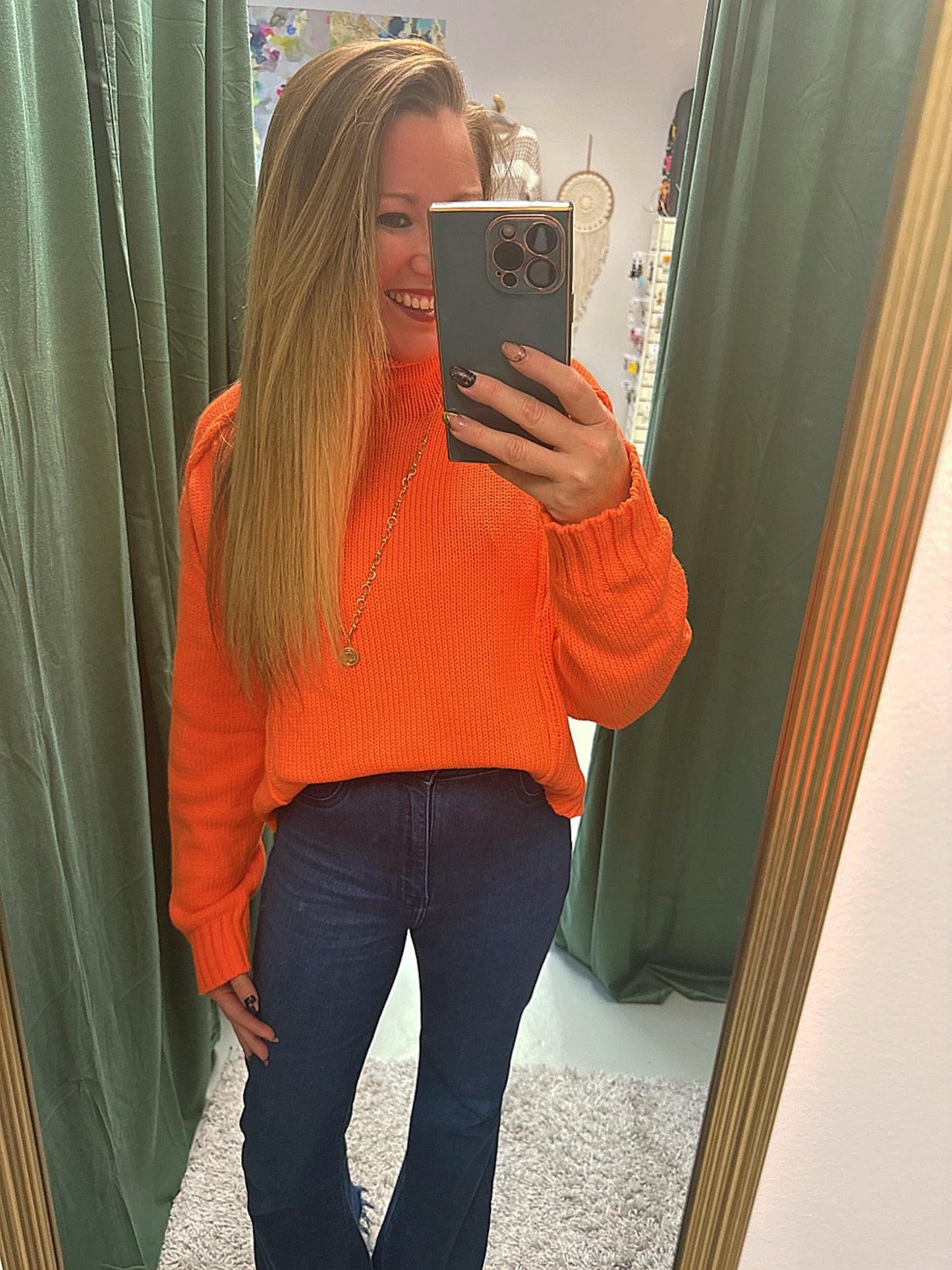 Megan Knit Oversized Sweater Orange