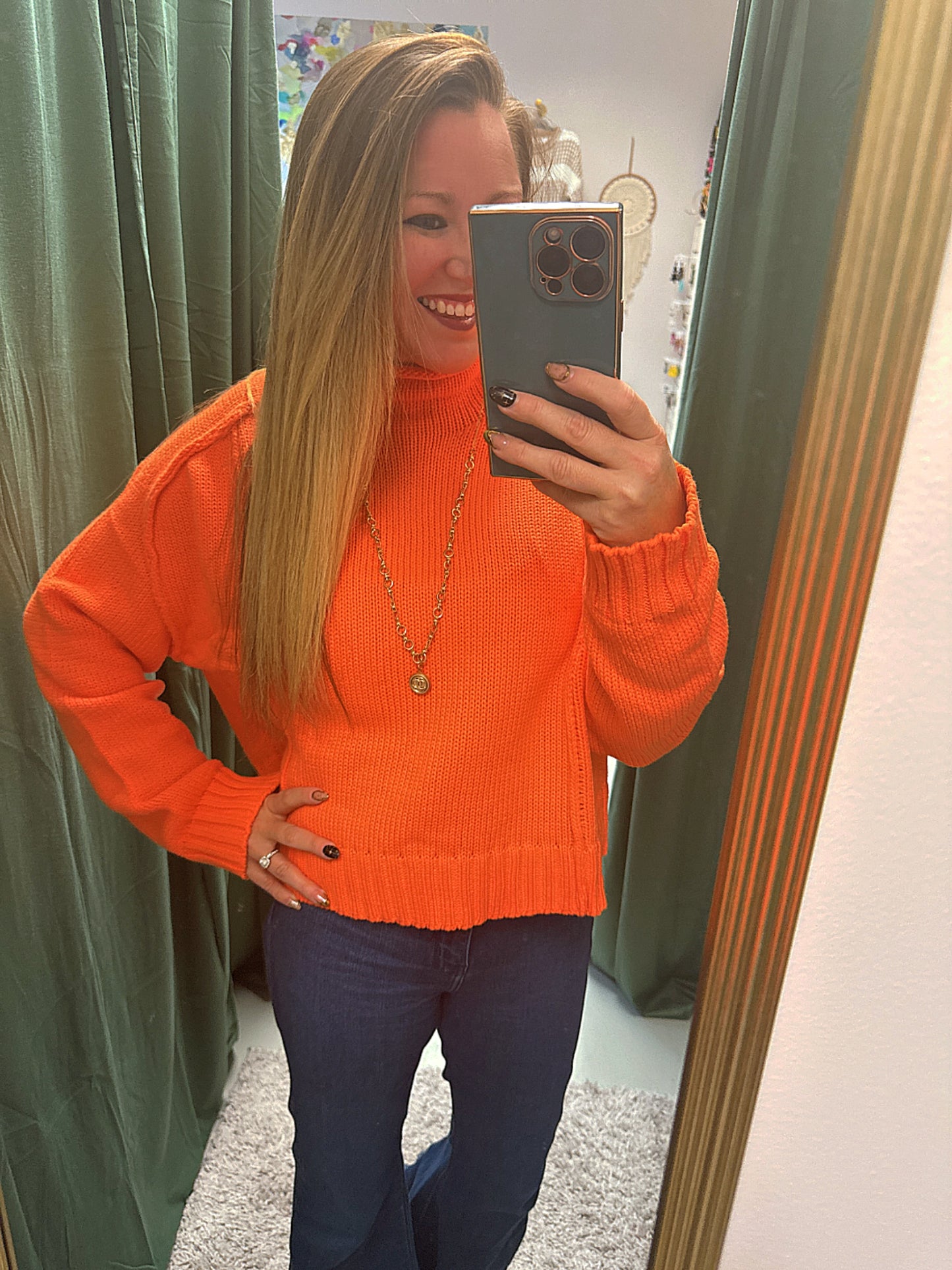Megan Knit Oversized Sweater Orange