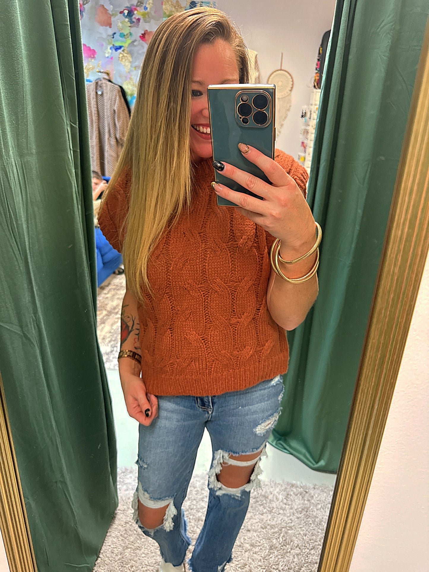 Brooke Cable Knit Sweater Vest - Brown