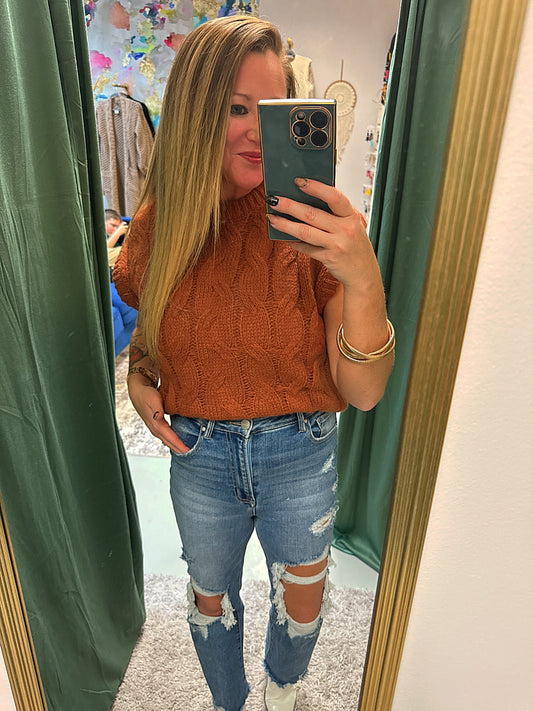 Brooke Cable Knit Sweater Vest - Brown