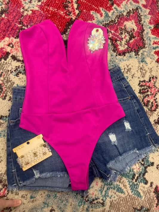 V-Wire Fuchsia  Bodysuit