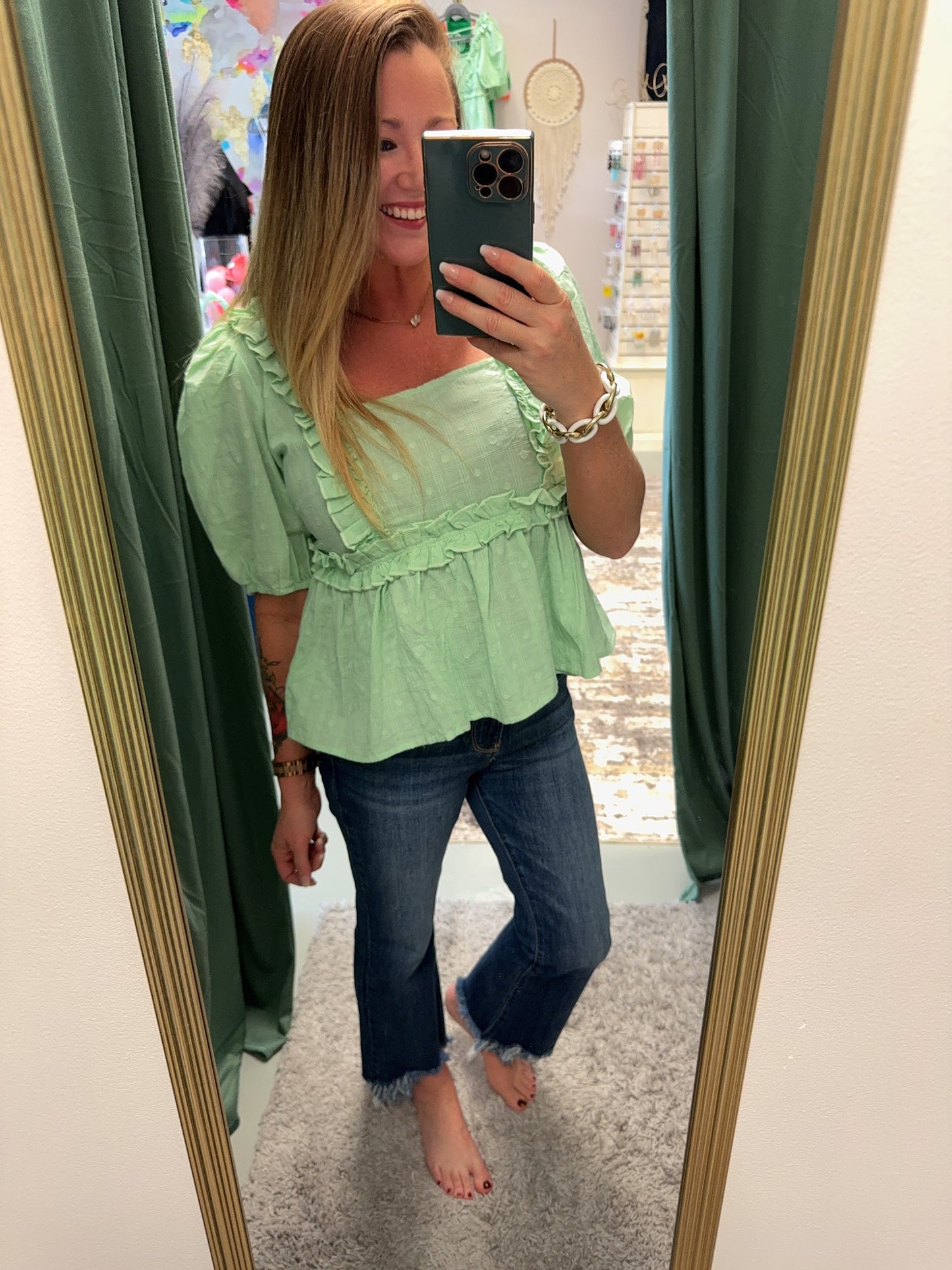 Light Green Umgee Babydoll Top
