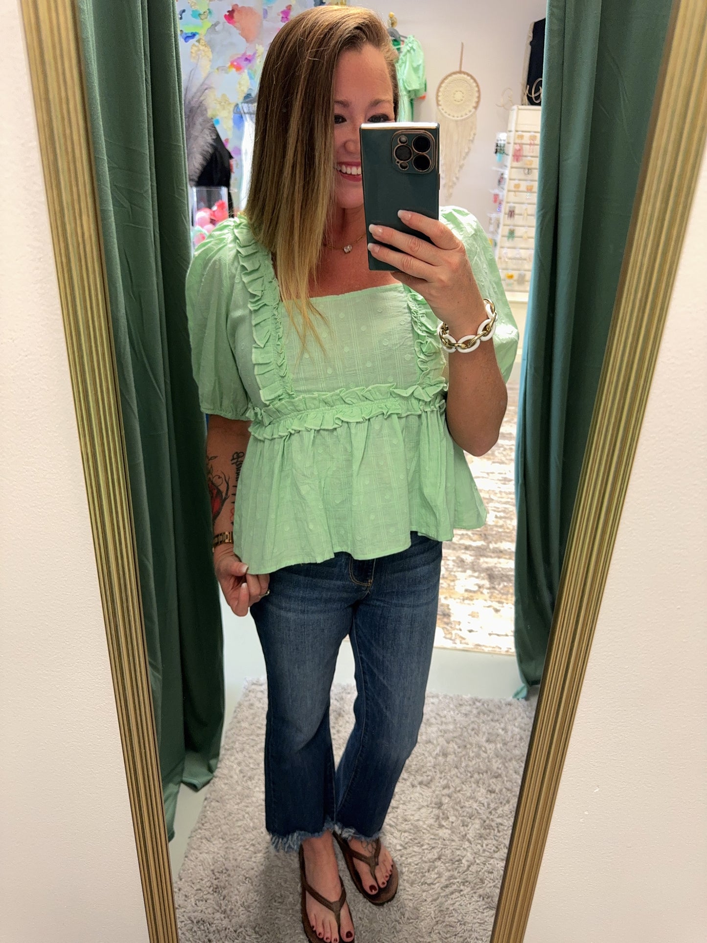 Light Green Umgee Babydoll Top