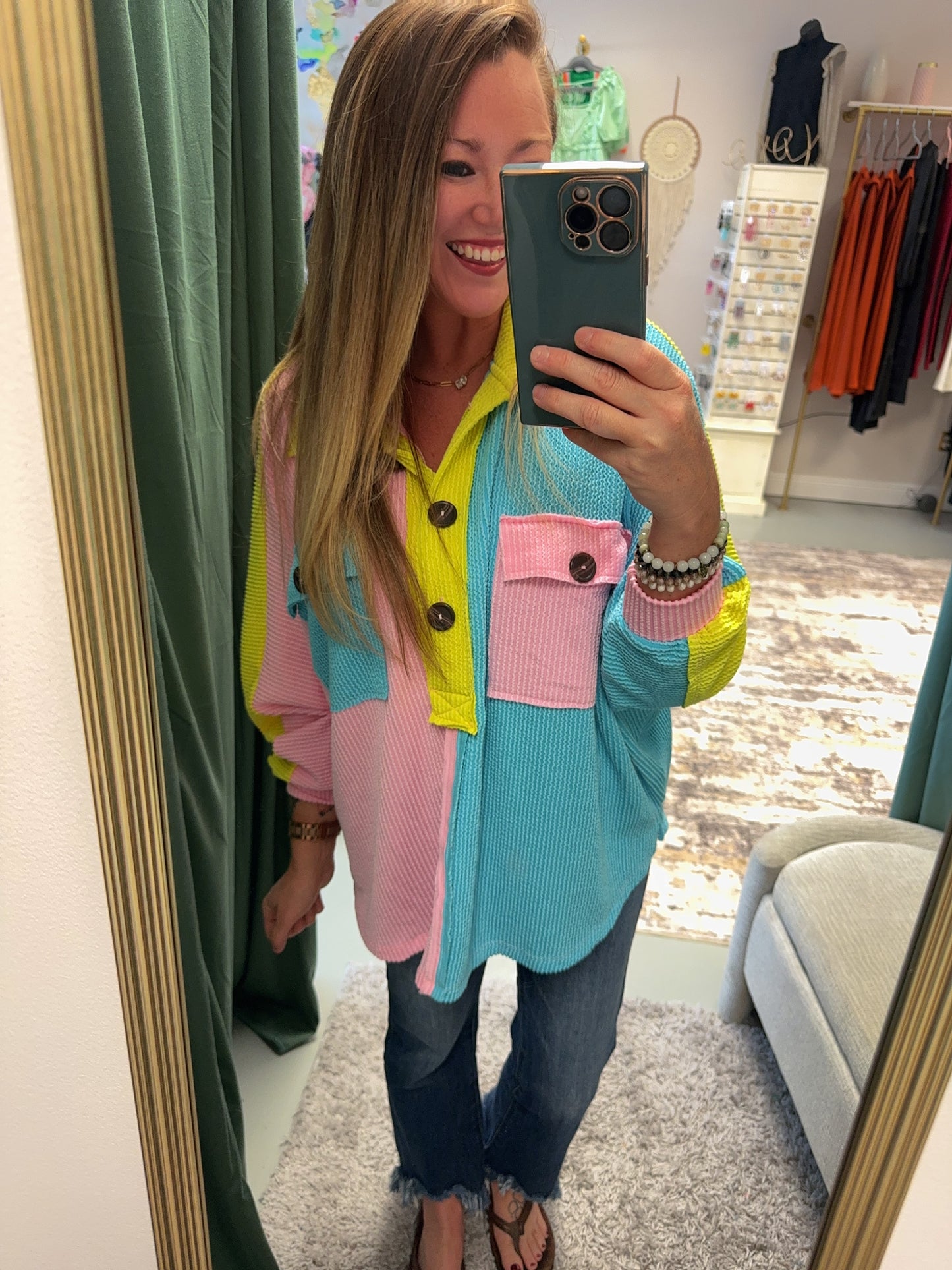 Colorful Dreams Colorblock Neon Oversized Top