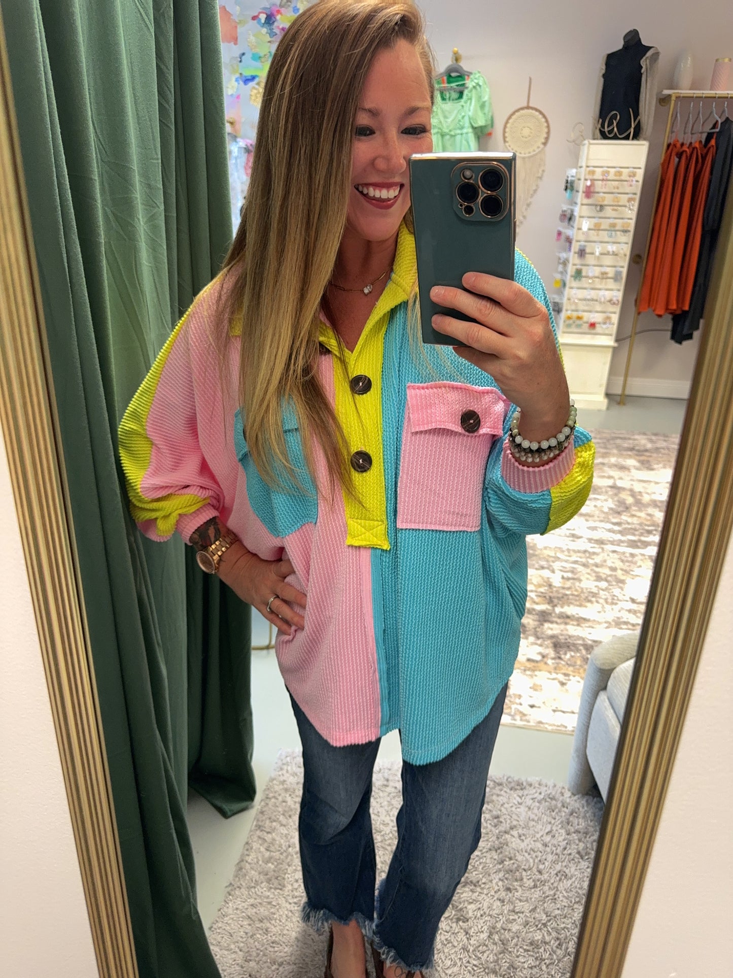 Colorful Dreams Colorblock Neon Oversized Top