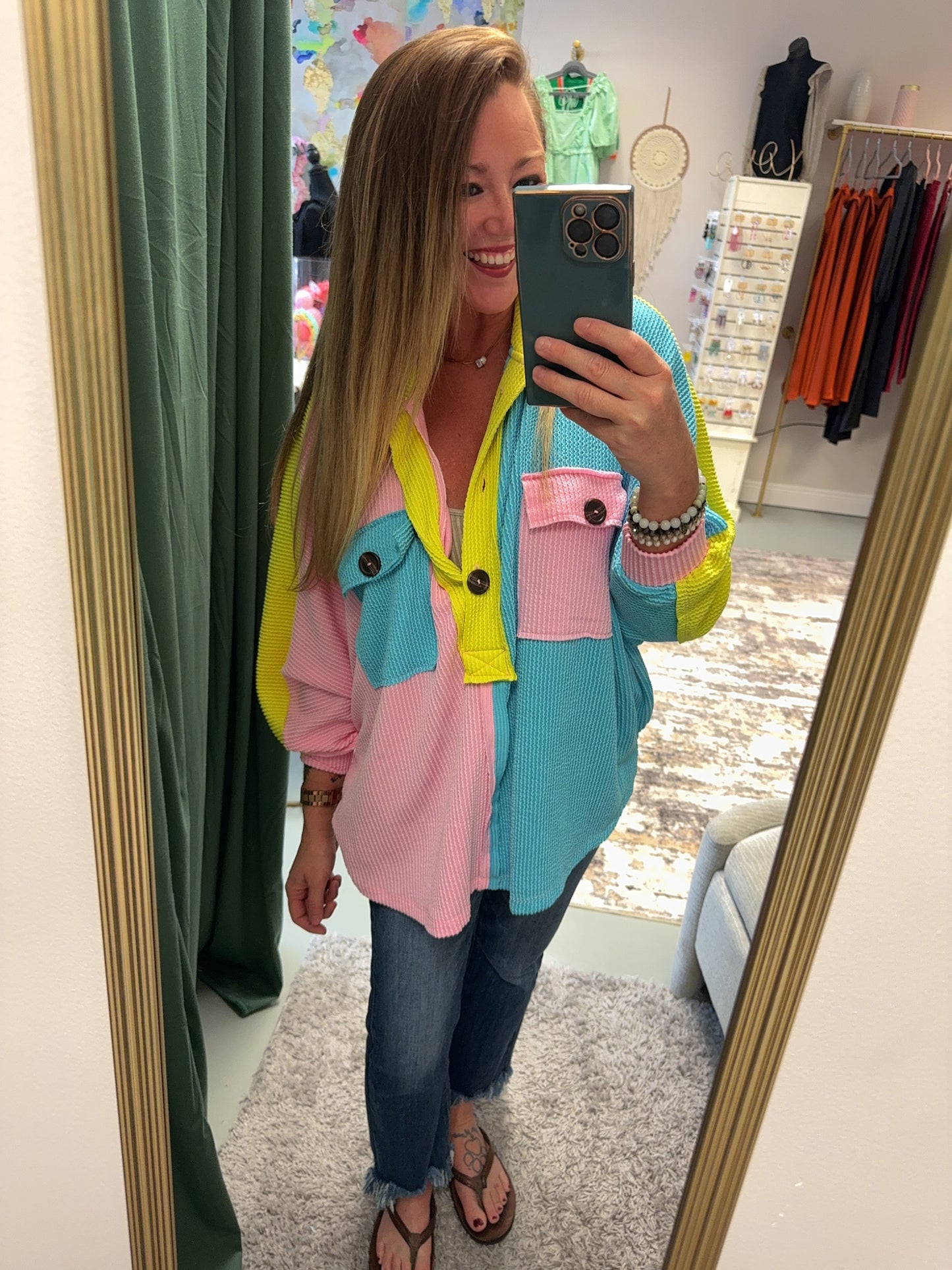 Colorful Dreams Colorblock Neon Oversized Top