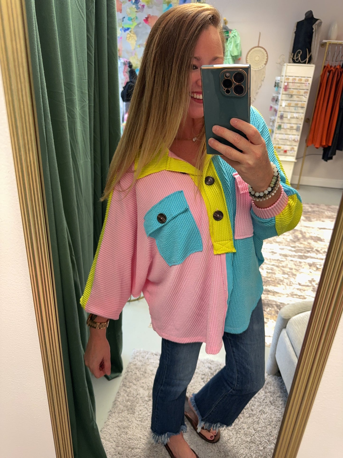Colorful Dreams Colorblock Neon Oversized Top