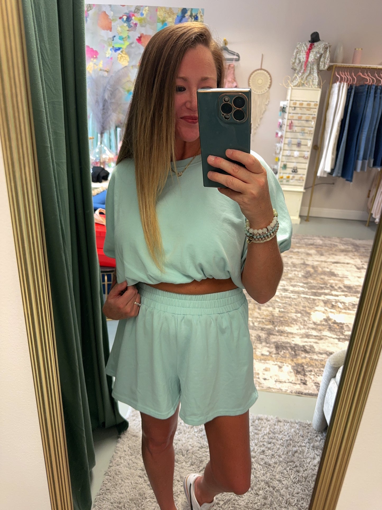 Mineral Washed Crop Top and Short Set