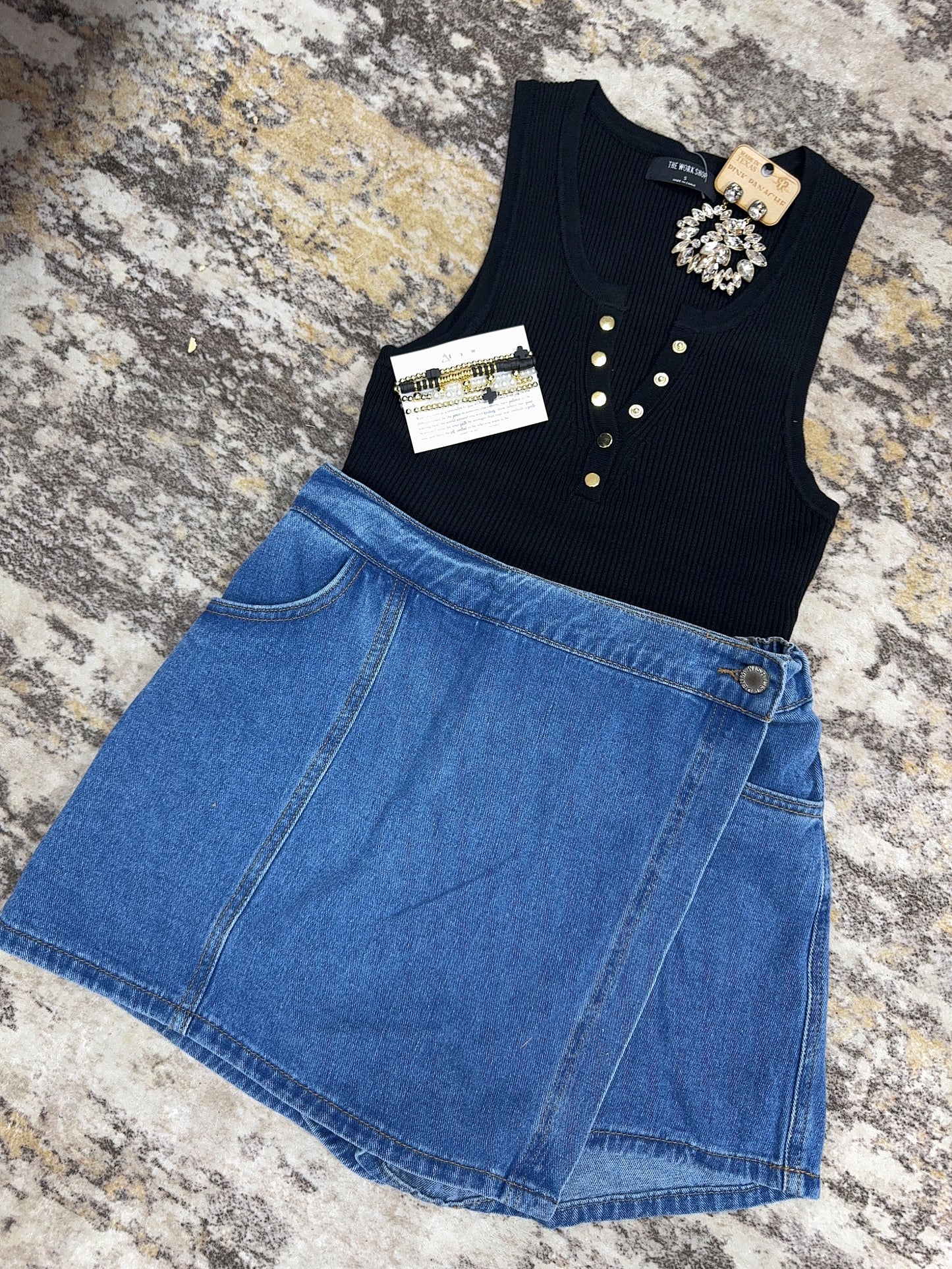 The Denim Wrap Skort