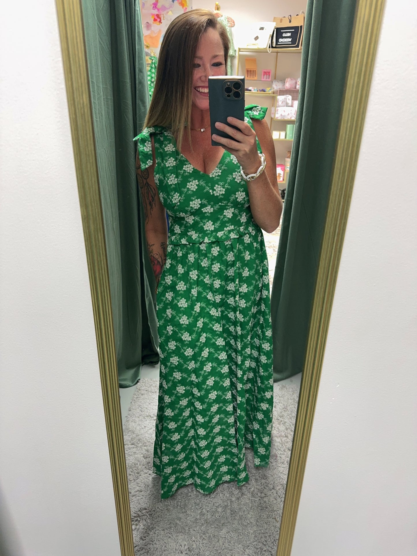 Green Embroidered Dress