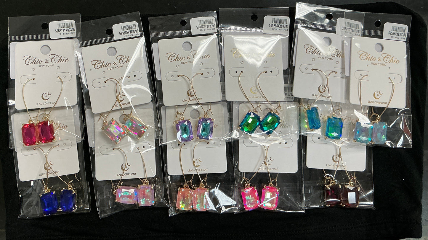 Rectangle Rhinestone Earrings